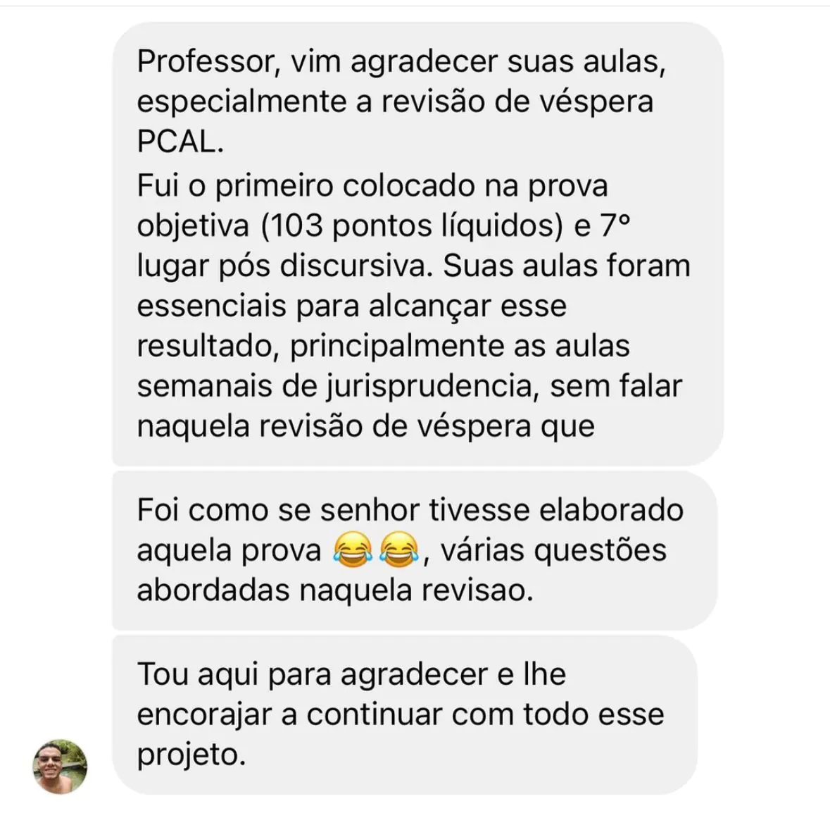 Depoimento real de aluno